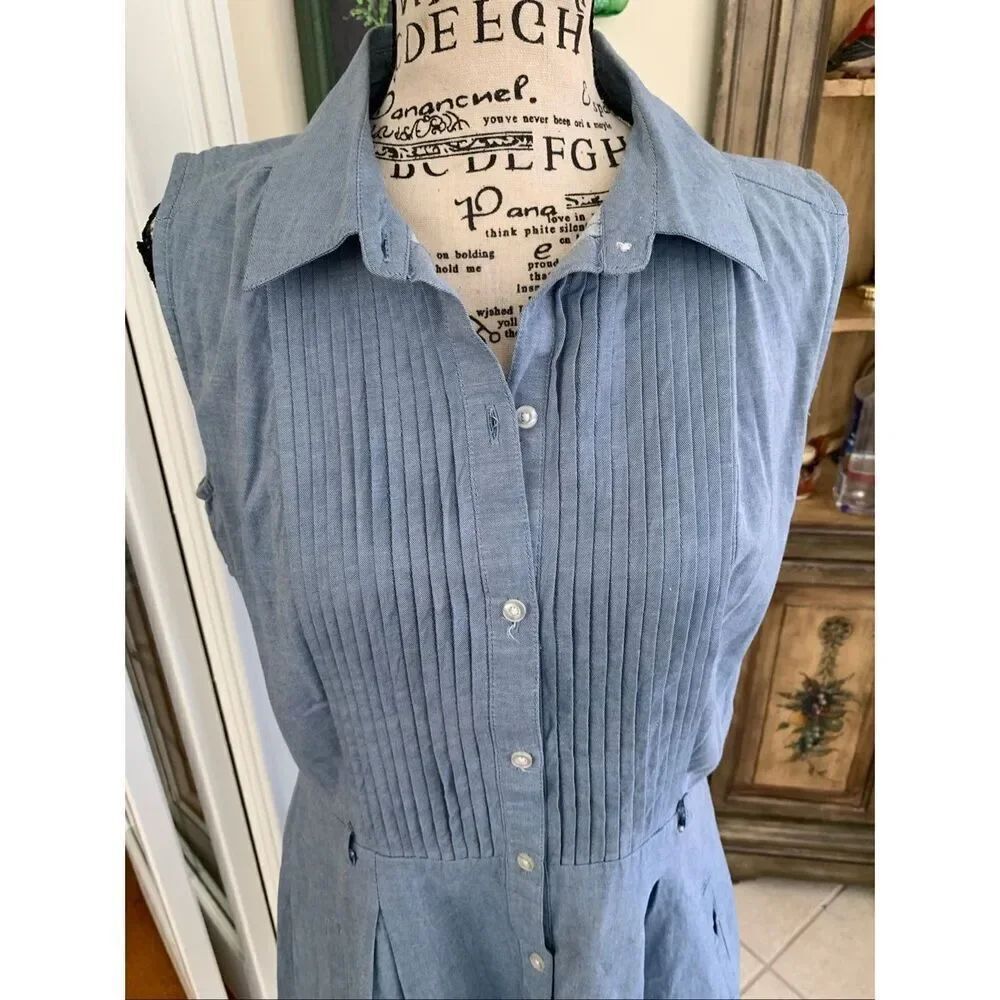 Sharagano Chambray Shirt Dress - Picture 2 of 7
